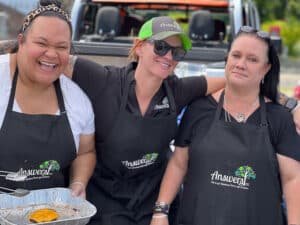 grill station girls close up