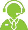 Customer support representative wearing a headset