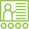 User profile icon on a computer screen with text lines, suggesting a profile or directory page