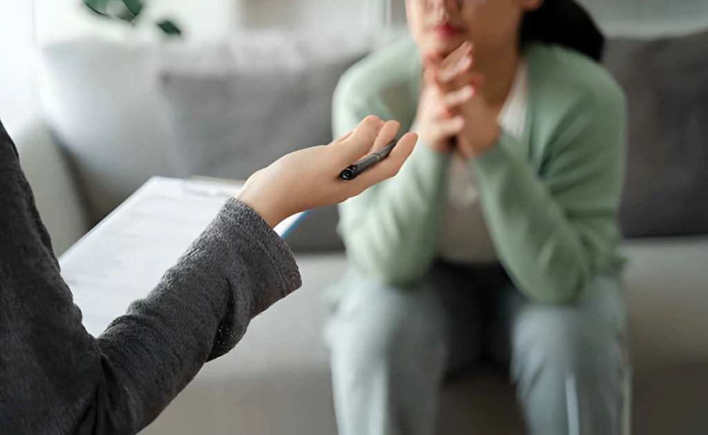 Counselor speaking with a client during anxiety counseling in Idaho Falls